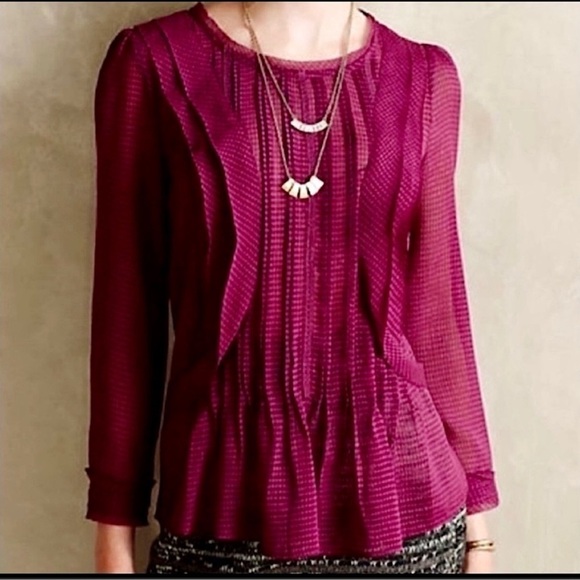 Anthropologie HD in Paris purple sheer blouse size 2 - Picture 1 of 9